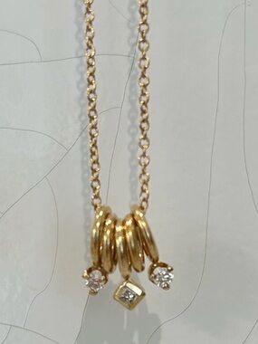 Zoe Chicco 14K Gold 5 Tiny Ring Necklace with Mixed Diamonds